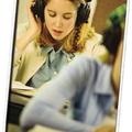 girl in headphones framed
