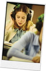 girl in headphones framed