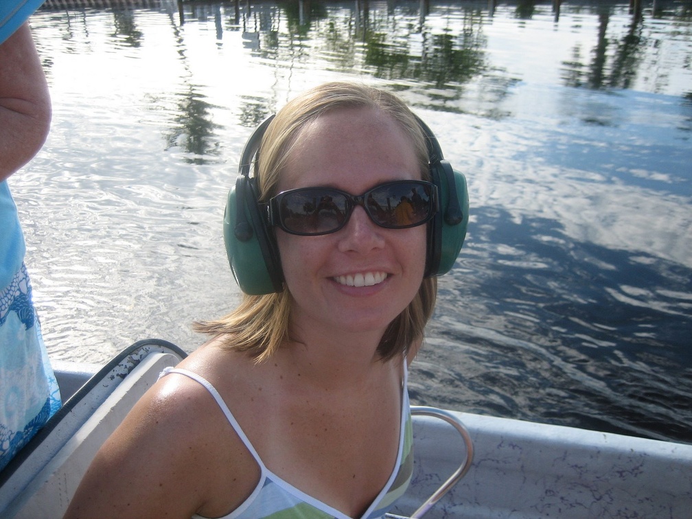 Becky On The Airboat (Sweet Ear Muffs!)