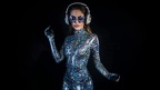 Sexy Cool Woman Posing And Dancing In A Metallic Silver Catsuit In A Disco Setting Ryr50dpbl  Wl