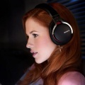 redhead-headphones-women-sony-wallpaper-preview