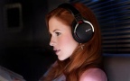 redhead-headphones-women-sony-wallpaper-preview