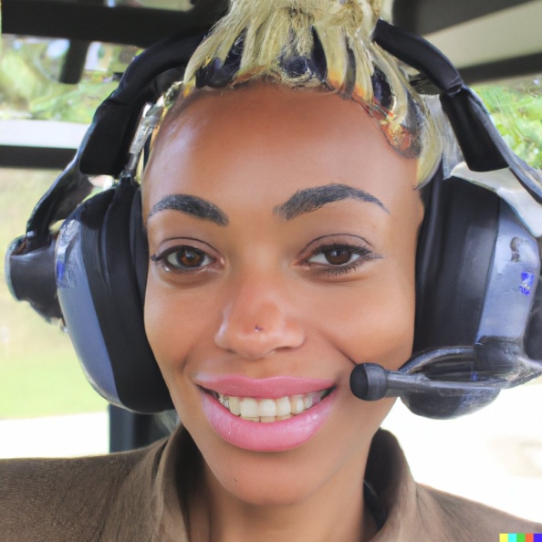 A high resolution photo of a cute, smiling young blonde woman wearing a large helicopter headset, detailed, realistic (2).jpg