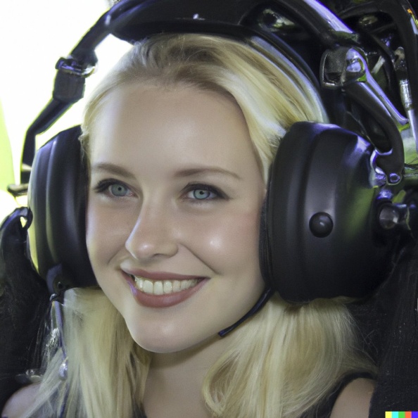 A high resolution photo of a cute, smiling young blonde woman wearing a large helicopter headset, detailed, realistic (6).jpg