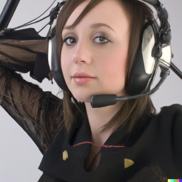 A high resolution photo of an attractive shy young woman wearing a helicopter headset, detailed, realistic (4).jpg