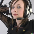 A high resolution photo of an attractive shy young woman wearing a helicopter headset, detailed, realistic (4)