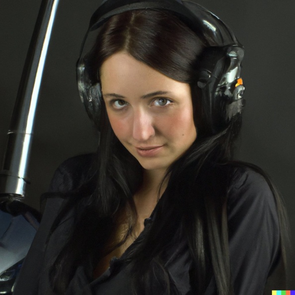 A high resolution photo of an attractive shy young woman wearing a helicopter headset, detailed, realistic (5).jpg