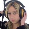 A high resolution photo of an attractive, shy young blonde woman wearing a large helicopter headset, detailed, realistic.jpg