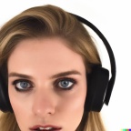 A high resolution, hyperrealistic photograph of a gorgeous young blonde woman with a hypnotised look in her eyes, wearing large black vintage headphon (2)
