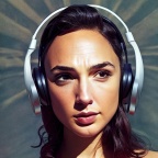 Gal Gadot wearing headphones with thick padded 7119f78d-95ee-44b0-9c00-299fda99d46e