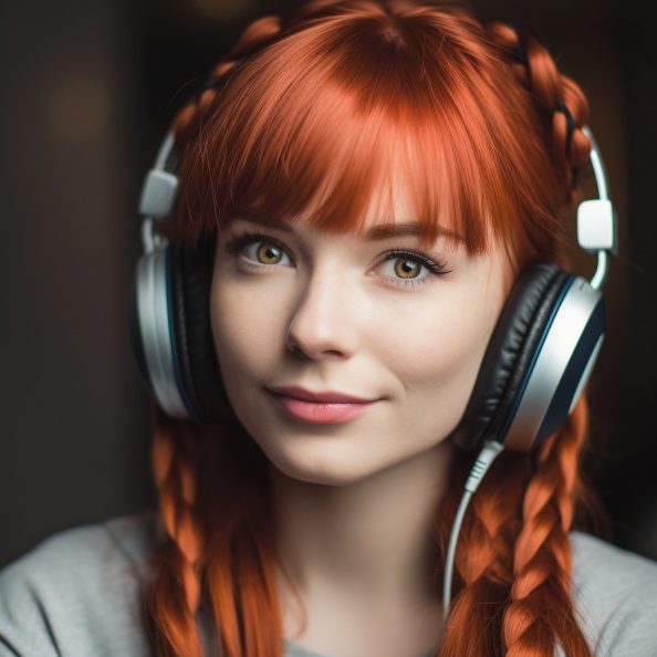 a gorgeous redheaded woman with bangs